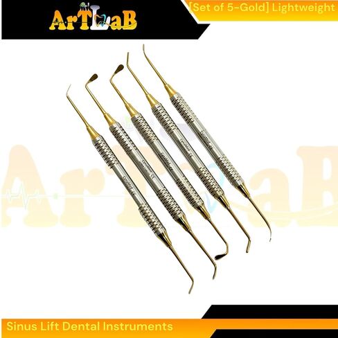 10 Pack - Sinus Lift Instruments - Gold & Blue - German Stainless Steel Dentistry Curette Scalers - Autoclave-Safe in Saudi Arabia
