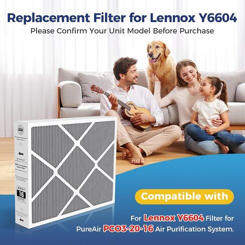 2 حزمة Y6604 20x26x5 MERV 16 استبدال فلتر الهواء، متوافق مع Lennox Y6604 لنظام تنقية الهواء PureAir PCO3-20-16، مرشح فرن MERV 16 لأنظمة التدفئة والتهوية وتكييف الهواء in Kuwait
