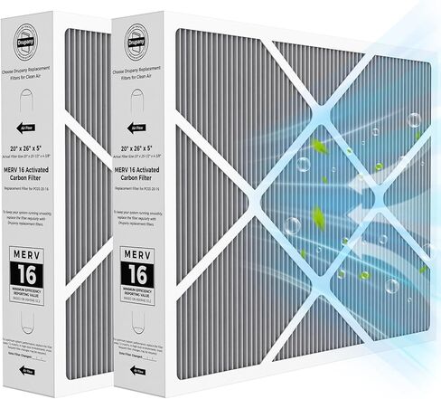 2 حزمة Y6604 20x26x5 MERV 16 استبدال فلتر الهواء، متوافق مع Lennox Y6604 لنظام تنقية الهواء PureAir PCO3-20-16، مرشح فرن MERV 16 لأنظمة التدفئة والتهوية وتكييف الهواء in Kuwait