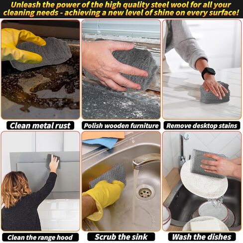 التحكم في الفئران من الصوف الفولاذي، 6 عبوات من الصوف الفولاذي مقاس 3.2 بوصة × 60 قدمًا #00 من الصوف الفولاذي وحزمة واحدة من شبكة سلكية مقاس 5 بوصة × 30 قدمًا، صوف من الفولاذ المقاوم للصدأ الناعم يبقي الماوس بعيدًا عن الثقوب والحواجز وحشو الفجوات لخط أناب in Kuwait