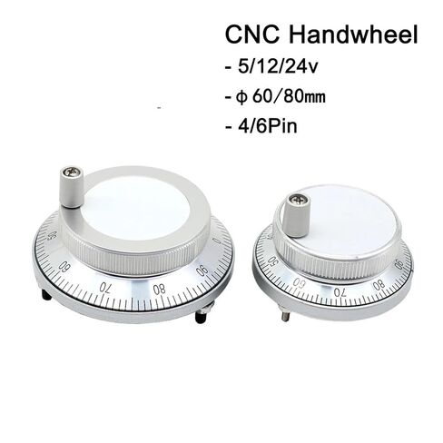 جهاز تشفير نبض عجلة اليد قطعة واحدة من عجلة اليد CNC Pulser 5V 12V 24V 6pin Pulse 100 25 مولد يدوي 60 مم 80 مم مشفر دوار (5V-4Pin-100pulse، 60 مم) in Kuwait