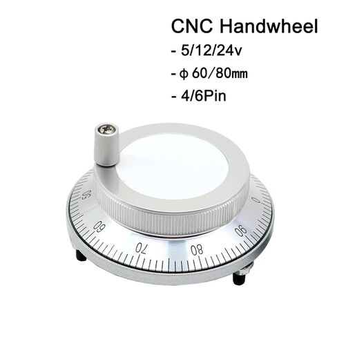 جهاز تشفير نبض عجلة اليد قطعة واحدة من عجلة اليد CNC Pulser 5V 12V 24V 6pin Pulse 100 25 مولد يدوي 60 مم 80 مم مشفر دوار (5V-4Pin-100pulse، 60 مم) in Kuwait