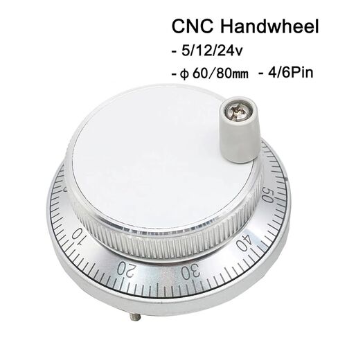 جهاز تشفير نبض عجلة اليد قطعة واحدة من عجلة اليد CNC Pulser 5V 12V 24V 6pin Pulse 100 25 مولد يدوي 60 مم 80 مم مشفر دوار (5V-4Pin-100pulse، 60 مم) in Kuwait