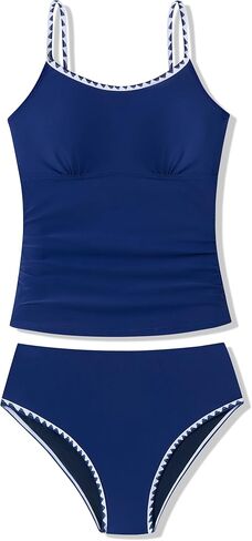الفتيات ملابس السباحة انقطاع ثوب السباحة قطعتين المايوه للفتيات في سن المراهقة Tankini ملابس السباحة مجموعة عالية الخصر 11-15 سنة in Kuwait