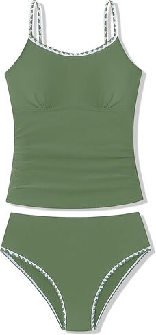 الفتيات ملابس السباحة انقطاع ثوب السباحة قطعتين المايوه للفتيات في سن المراهقة Tankini ملابس السباحة مجموعة عالية الخصر 11-15 سنة in Kuwait