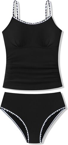 الفتيات ملابس السباحة انقطاع ثوب السباحة قطعتين المايوه للفتيات في سن المراهقة Tankini ملابس السباحة مجموعة عالية الخصر 11-15 سنة in Kuwait