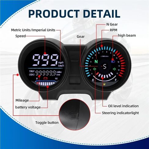 Motorcycle Odometer Digital for TITAN150 CG150 Fan150 Tachometer Digital Dashboard LED Electronics Motorcycle RPM Meter Accessories in Saudi Arabia