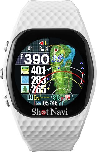 ساعة جولف GPS، Shot Navi Infinity Touch - شاشة لمس 1.2 بوصة، عين خضراء ديناميكية، اكتشاف تلقائي للطلقات، أكثر من 60000 دورة تدريبية حول العالم، خفيفة للغاية 50 جرام، M10 GPS، صنع في اليابان (أبيض) in Saudi Arabia