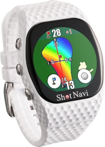 ساعة جولف GPS، Shot Navi Infinity Touch - شاشة لمس 1.2 بوصة، عين خضراء ديناميكية، اكتشاف تلقائي للطلقات، أكثر من 60000 دورة تدريبية حول العالم، خفيفة للغاية 50 جرام، M10 GPS، صنع في اليابان (أبيض) in Saudi Arabia