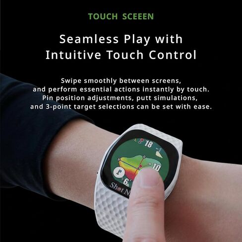 ساعة جولف GPS، Shot Navi Infinity Touch - شاشة لمس 1.2 بوصة، عين خضراء ديناميكية، اكتشاف تلقائي للطلقات، أكثر من 60000 دورة تدريبية حول العالم، خفيفة للغاية 50 جرام، M10 GPS، صنع في اليابان (أبيض) in Saudi Arabia