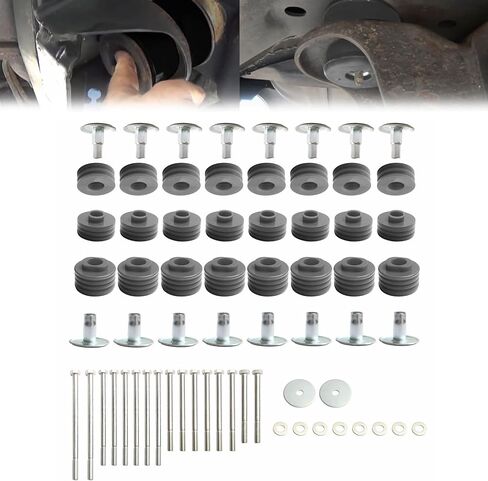 طقم جلبة تثبيت على الجسم KF04058BK لسيارة Ford F-250 F-350 1999-2007 من مادة البولي يوريثين مثبتة على مقصورة القيادة مع أكمام وأجهزة فولاذية، تحل محل بطانات المصنع البالية (أسود) in Kuwait
