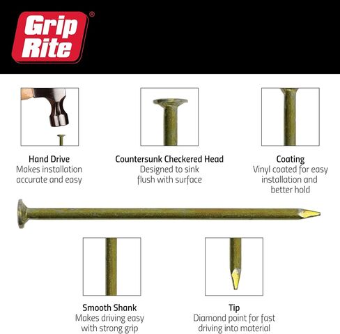 Grip-Rite 8D 2-3/8 بوصة حوض مطلي مع ساق برايت ناعمة، 1 رطل #8CTDSKR1 in Saudi Arabia