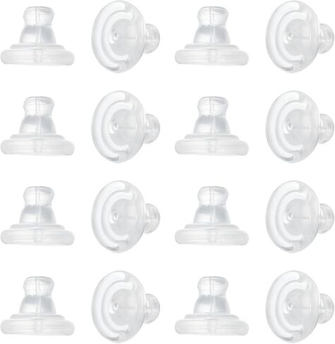 uxcell 16pcs Earring Backs, Silicone Clear Earring Backs Replacements Making Kit Locking Secure Earrings Back for Studs Droopy Earrings for Women Men, Silver in Saudi Arabia