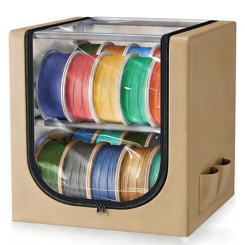 3D Filament Dry Storage Box, 2-Tier Metal Rack with Leather Cloth Cover, Holds Up to 20 Rolls of Filaments for Home & Workshop in Kuwait