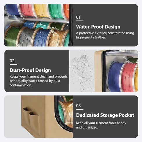 3D Filament Dry Storage Box, 2-Tier Metal Rack with Leather Cloth Cover, Holds Up to 20 Rolls of Filaments for Home & Workshop in Kuwait