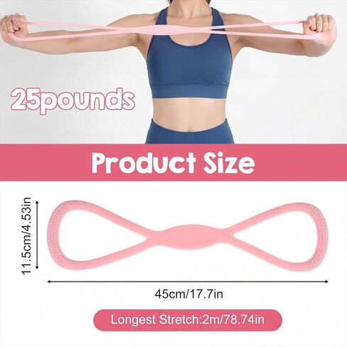 Figure 8 Resistance Band, Arm Resistance Bands with No-silp Handles for Shoulder, Back and Arm Workout, Silicone Pull Rope for Women and Men,Yoga Pilates Home Fitness Equipment(15 lbs) in Saudi Arabia