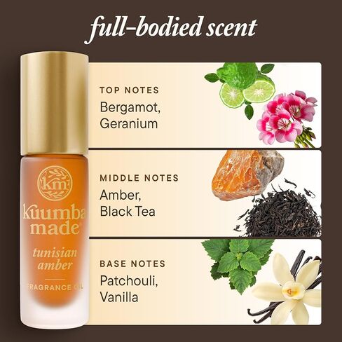 زيت عطر كومبا المصنوع من العنبر التونسي، أسطوانة عطر زيتية معطرة تدوم طويلاً، نباتي، خالي من الكحول، 0.15 أونصة سائلة in Kuwait