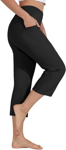 Women Yoga Capris Pants Stretchy Straight Leg Athletic Leggings Crop Tummy Control Workout Capri with Pockets in Saudi Arabia