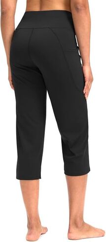 Women Yoga Capris Pants Stretchy Straight Leg Athletic Leggings Crop Tummy Control Workout Capri with Pockets in Saudi Arabia