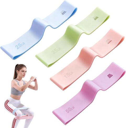 Resistance Bands for Working Out - 2/3/4 Pack Elastic Loop Exercise Band Set 15 25 35 50 lbs, Strength Training Stretching Home Gym Workout Bands for Pilates Yoga Leg Glute Arm Workout for Women Men in Saudi Arabia