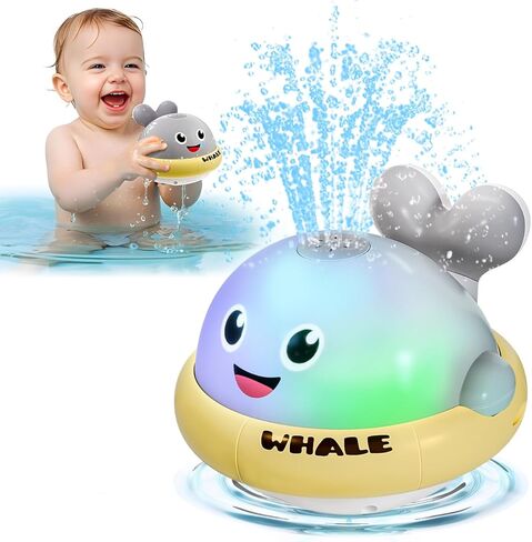 Baby Bath Toys, Light Up Whale Sprinkler Bath Toys for Kids Ages 1-3, Pool Water Toys for Toddlers Bathtub Fountain Toys, Birthday Gifts for 1 2 3 Year Old Boys & Girls in Kuwait