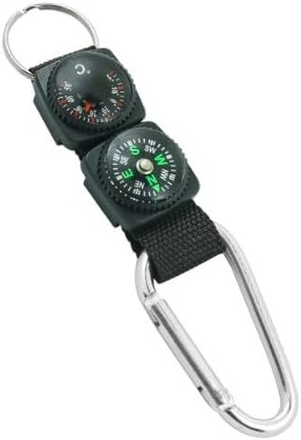 Black Carabiner Key Chain Compass Thermometer Metal Camping Outdoor Gadgets Hiking Survival to Multifunctional O0R8 Mountaineering Sports and Outdoor Recreation Accessories in Saudi Arabia