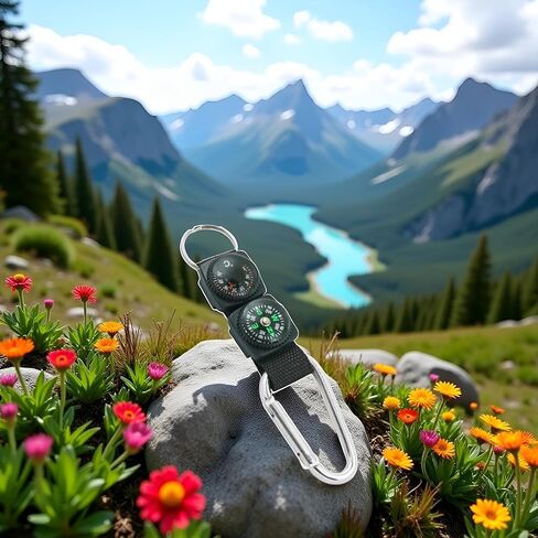 Black Carabiner Key Chain Compass Thermometer Metal Camping Outdoor Gadgets Hiking Survival to Multifunctional O0R8 Mountaineering Sports and Outdoor Recreation Accessories in Saudi Arabia