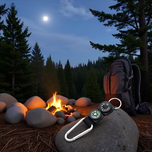 Black Carabiner Key Chain Compass Thermometer Metal Camping Outdoor Gadgets Hiking Survival to Multifunctional O0R8 Mountaineering Sports and Outdoor Recreation Accessories in Saudi Arabia