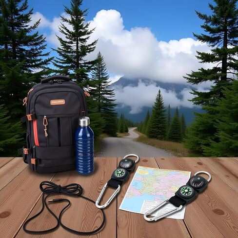 Black Carabiner Key Chain Compass Thermometer Metal Camping Outdoor Gadgets Hiking Survival to Multifunctional O0R8 Mountaineering Sports and Outdoor Recreation Accessories in Saudi Arabia