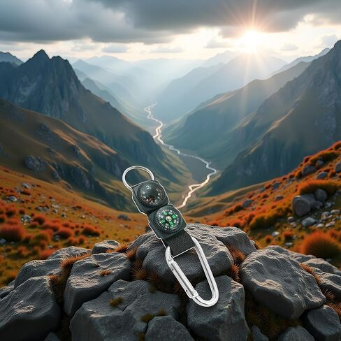 Black Carabiner Key Chain Compass Thermometer Metal Camping Outdoor Gadgets Hiking Survival to Multifunctional O0R8 Mountaineering Sports and Outdoor Recreation Accessories in Saudi Arabia