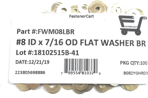 #8 ID x 7/16 OD غسالة مسطحة من النحاس الصلب (100 قطعة) in Kuwait