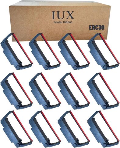شريط ERC30 باللونين الأسود والأحمر متوافق مع خراطيش Epson ERC30/34/38 ERC38 B/R، لشريط Epson TM-U220، M188B، BTP-M300، ERC 30، حزمة من 24 شريطًا in Kuwait