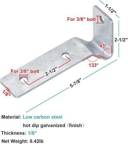 4 PCS Fender Mounting Bracket for 7" Wide Round Plastic Fenders, 8" to 12" Wheels, Universal, Fits 3/8" Bolt in Saudi Arabia