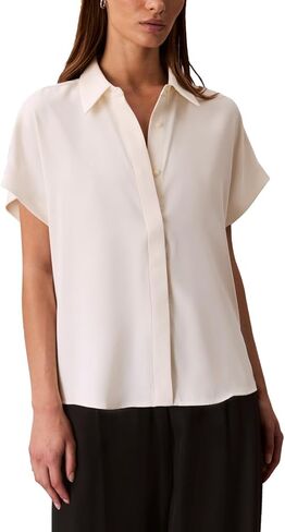 Calvin Klein Women's Satin Short Sleeve Top in Saudi Arabia