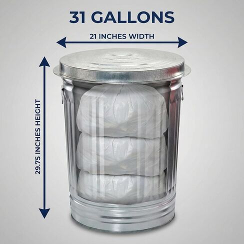 31 Gallon Metal Trash Can, Galvanized Steel Trash Can with Locking Lid – Outdoor & Indoor Heavy-Duty Garbage Can, Rodent & Rust Resistant, Ideal for Yard Waste, Pet Food Storage, and More in Saudi Arabia