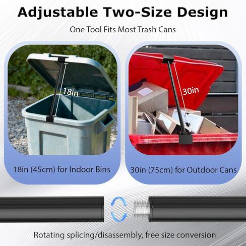Adjustable 18-30" Trash Can Lid Holder, All-Metal Rust-Resistant Garbage Bin Lid Support Bar, Hands-Free Dumpster Lid Prop, Fit for Small & Large Bins in Kuwait
