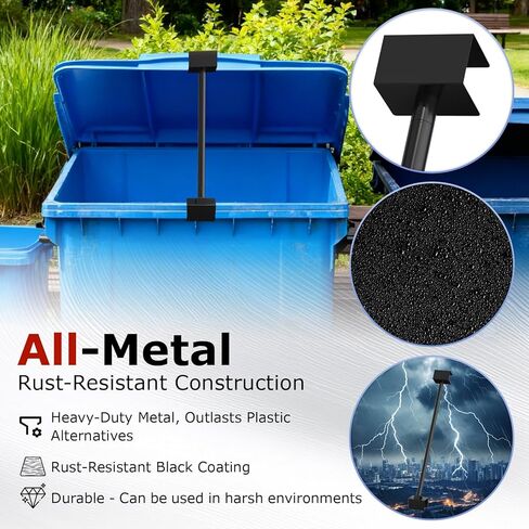 Adjustable 18-30" Trash Can Lid Holder, All-Metal Rust-Resistant Garbage Bin Lid Support Bar, Hands-Free Dumpster Lid Prop, Fit for Small & Large Bins in Kuwait