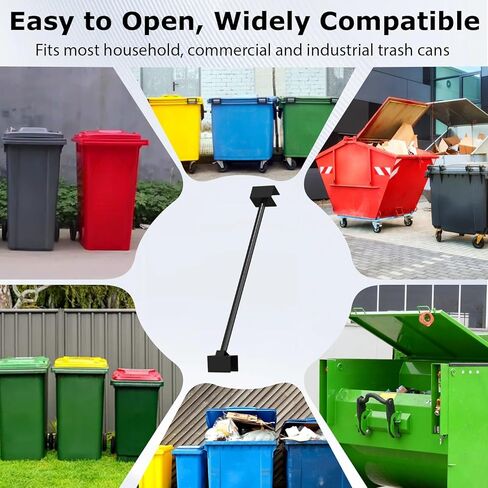 Adjustable 18-30" Trash Can Lid Holder, All-Metal Rust-Resistant Garbage Bin Lid Support Bar, Hands-Free Dumpster Lid Prop, Fit for Small & Large Bins in Kuwait
