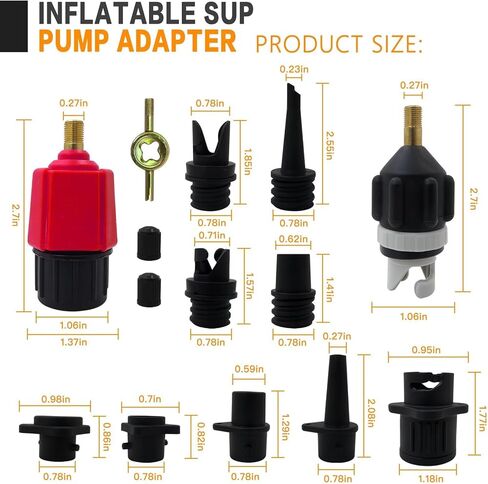 Universal Inflatable Pump Adaptor Replacement Tool with Nine Types of Adapter Nozzles Suitable for Inflatable Products Canoes Rubber Boats Air Mattresses in Saudi Arabia