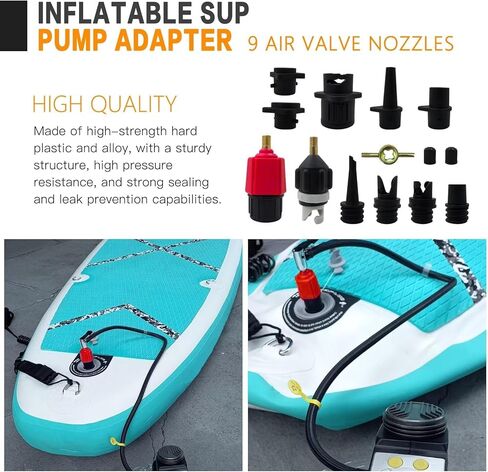 Universal Inflatable Pump Adaptor Replacement Tool with Nine Types of Adapter Nozzles Suitable for Inflatable Products Canoes Rubber Boats Air Mattresses in Saudi Arabia