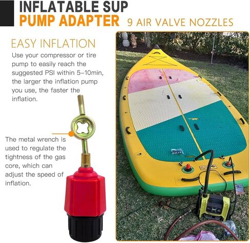 Universal Inflatable Pump Adaptor Replacement Tool with Nine Types of Adapter Nozzles Suitable for Inflatable Products Canoes Rubber Boats Air Mattresses in Saudi Arabia