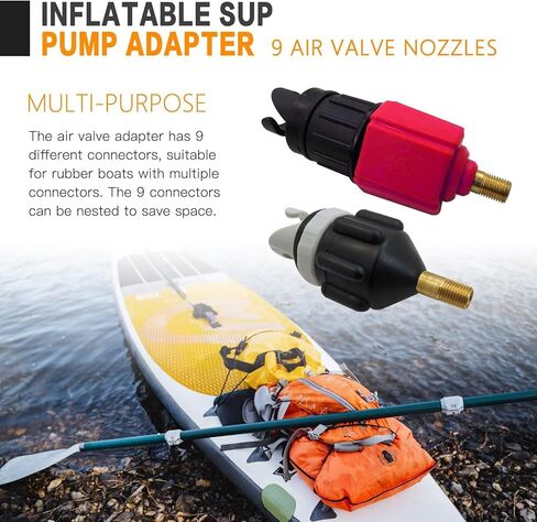 Universal Inflatable Pump Adaptor Replacement Tool with Nine Types of Adapter Nozzles Suitable for Inflatable Products Canoes Rubber Boats Air Mattresses in Saudi Arabia