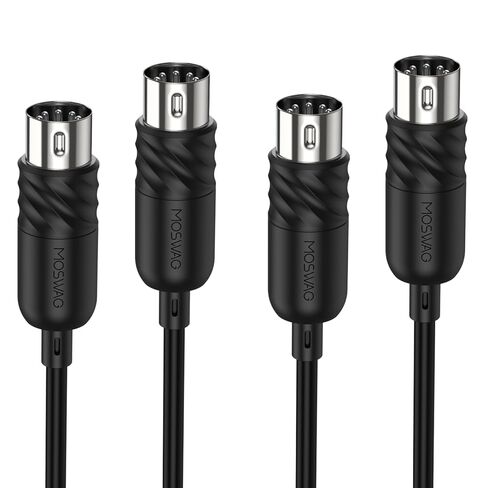 MOSWAG MIDI Cable, 2-Pack 5-Pin MIDI Cable Compatible with Electronic Pianos, MIDI Keyboards, Synthesizers, Audio Interfaces - 3 Feet in Saudi Arabia