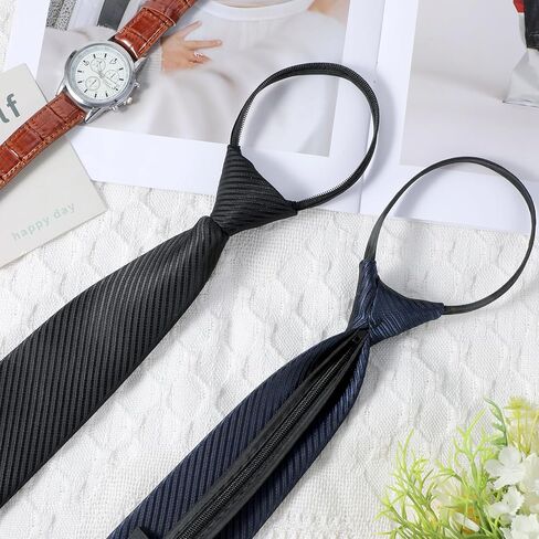 2 Pcs Pre-Tied Necktie for Men, Adjustable Zipper Tie 3 Inch Wide Solid Color Neck Tie for Business Wedding Neckties in Saudi Arabia