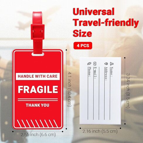 عبوتان من بطاقات الأمتعة الهشة مع بطاقة هوية الاسم، مقبض مع بطاقة العناية لحقيبة السفر أو الحقائب، بطاقة الأمتعة للنساء والرجال، سهلة التعرف عليها، (قطعتان) in Kuwait