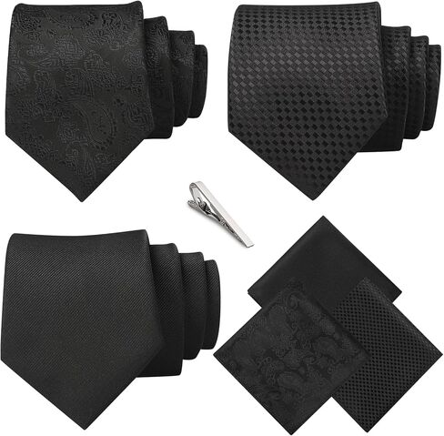 Men's Tie Set Formal Neckties, 3 Ties for Men and 3 Pocket Square with a Tie Clip, Mens Ties in Gift Box in Saudi Arabia