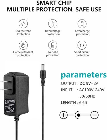 9V AC/DC Power Supply Adapter for Boss, Dunlop, Danelectro, DigiTech, Electro Harmonix, TC Electronic, Zoom Guitar Multi Effects Pedal - Compatible with a Wide Range of Electronic Effects Pedals. in Kuwait