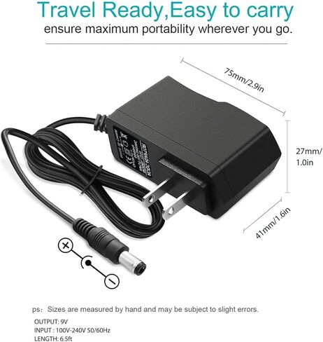 9V AC/DC Power Supply Adapter for Boss, Dunlop, Danelectro, DigiTech, Electro Harmonix, TC Electronic, Zoom Guitar Multi Effects Pedal - Compatible with a Wide Range of Electronic Effects Pedals. in Kuwait