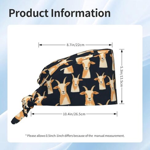 Cute Goat Print Scrub Caps Men Women, Surgical Nurse Caps Scrub Hats for Women Men Adjustable Working Cap with Sweatband Black in Saudi Arabia