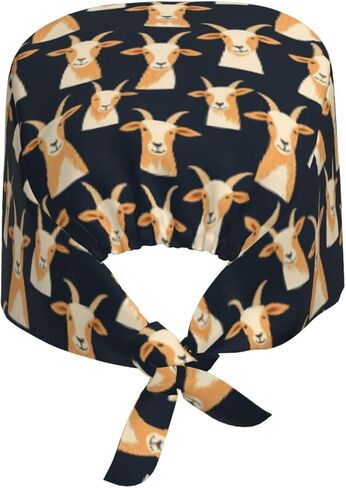 Cute Goat Print Scrub Caps Men Women, Surgical Nurse Caps Scrub Hats for Women Men Adjustable Working Cap with Sweatband Black in Saudi Arabia